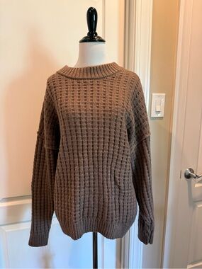 SO Brown Ribbed Crewneck Sweater